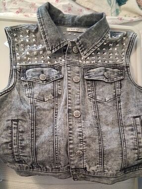Studded Denim Vest 1X Wax Jeans
